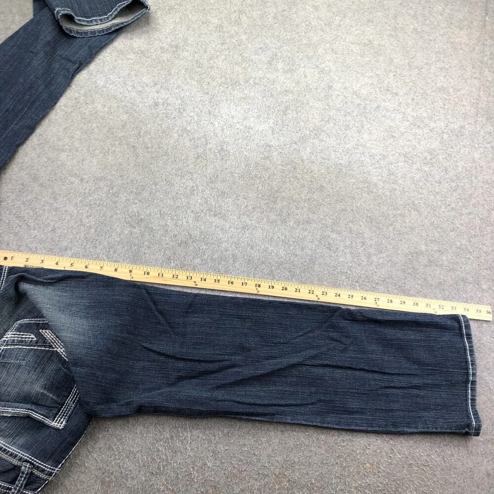 BKE Derek Jeans Mens 34x34 Blue Medium Wash Bootcut Denim Distressed Pants